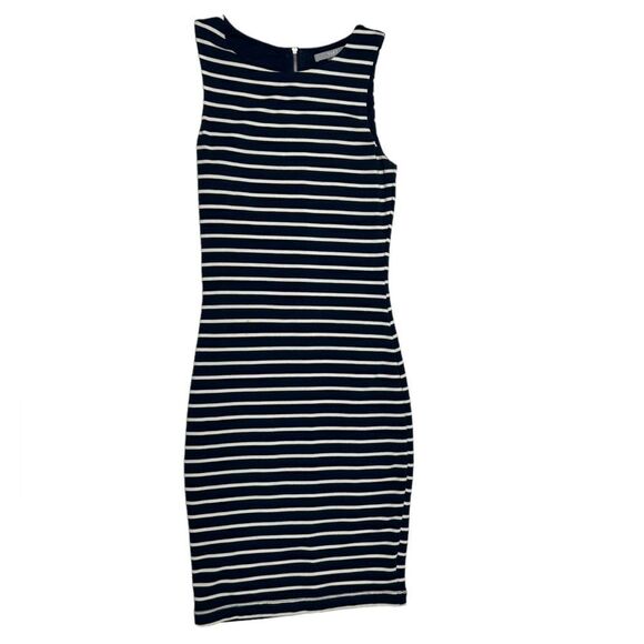 Tart Dresses & Skirts - Tart Navy Blue White Striped Sleeveless Bodycon Mini Dress Fitted Casual Dress